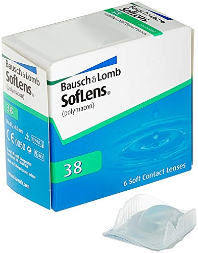 Soflens 38 Lenti a Contatto Correttive Bisettimanali, 6 Lenti, BC 8.7 mm, DIA 14 mm, -2.0 Diopt