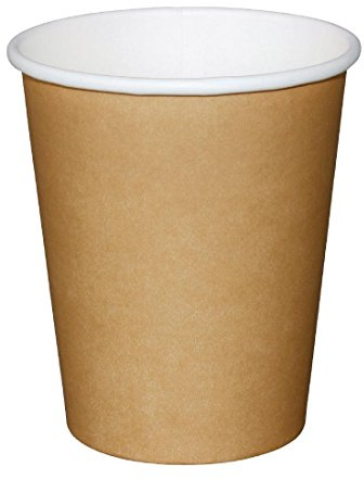 Fiesta Recyclable Single Wall Hot Cups Kraft 228ml (8oz), Pack of 50 | Eco-friendly, lined construction prevents leaking while serving hot takeaway drinks in busy commercial settings.