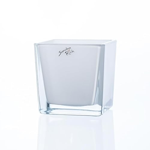 Würfel Glas farbig Blumentopf Übertopf Blumenübertopf weiß 10 cm