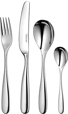 Robert Welch Stanton Bright, 24 Piece Cutlery Set for 6 People. Made from Stainless Steel. Dishwasher Safe.