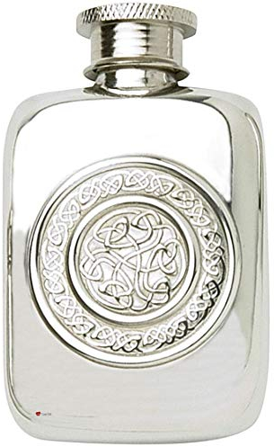 I LUV LTD Small Hip Flask With Circular Celtic Design Screw Top 1.5oz Great Personal Gift