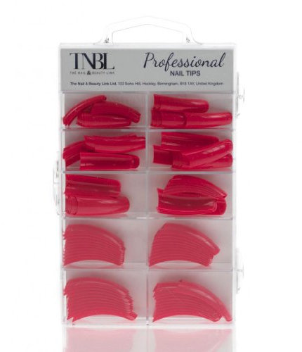 TNBL Professional Nail Tips Box of 100 for Acrylic Nail Extensions Sizes Various Sizes (PINK)