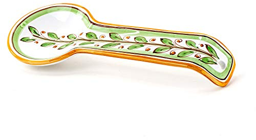 CEAR ceramiche - Poggia Mestolo in Ceramica, Poggiamestoli Porta Cucchiaio Fatto a Mano, Autentica Ceramica di Caltagirone