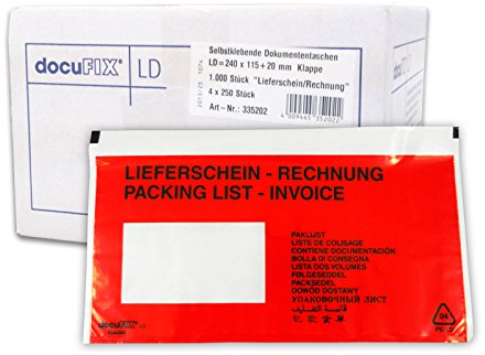 docuFIX classic docuFIX 1000 Lieferschein-Umschläge DIN LANG bedruckt mit Lieferschein, Rechnung, Classic-Begleitschein Dokumente, Umschläge, Briefumschläge, Bürobedarf und Schreibwaren