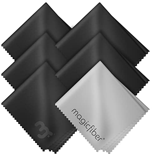 MagicFiber Microfibre Cleaning Cloths - For All LCD Screens, Tablets, Lenses and Other Delicate Surfaces (5 Black and 1 Grey, 6 x 7 Inch)