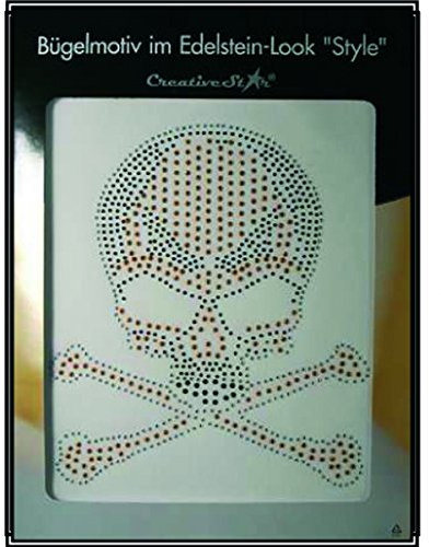Bügelmotiv Style im Edelstein-Look - Strass Totenkopf