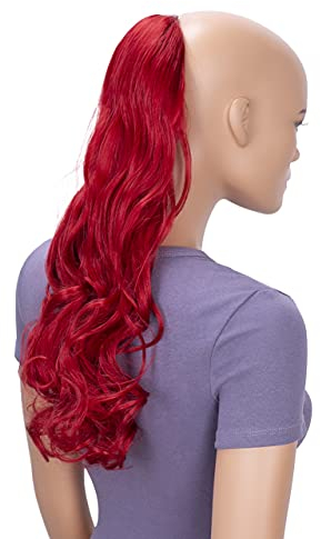 CAISHA 50cm Haarteil Ponytail Zopf Haarverlängerung Mit 2 Bändern Pferdeschwanz Lockig Rot HC22-1