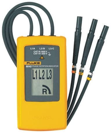 Fluke 9040, LCD Drehfeldrichtungsanzeiger mit Prüfspitze, 300 V, 600 V CAT III, CAT IV