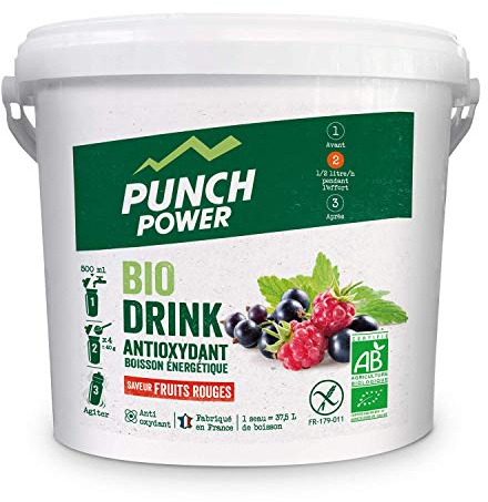 PUNCH POWER - Biodrink Antioxydant - Fruits Rouges - Pot 3 Kg - Boisson Glucidique de l'effort - Riche en Vitamines - Bio - Sans Gluten - Marque Française