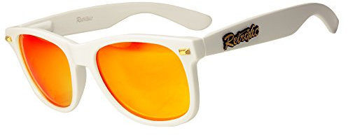 Retroxic Lunettes de soleil pour homme et femme, blanc brillant