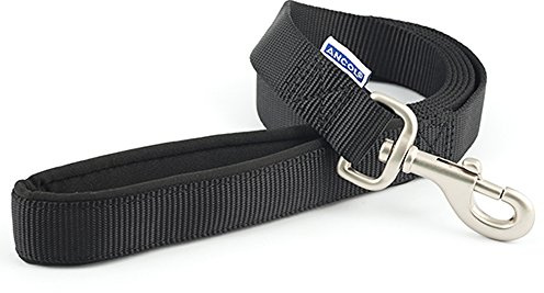 Ancol Viva Soft Touch Padded Snap Dog Lead - Black - Neoprene Handle Weatherproof Durable Puppy Walking Accessory - 1.8m x 25mm