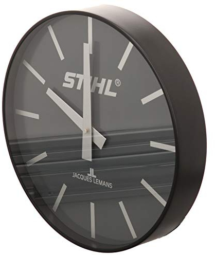Stihl Wanduhr Quarzuhr schwarz von Jacques Lemans/Durchmesser 30 cm