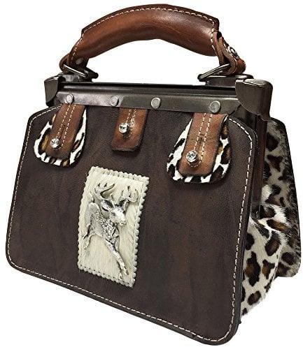 Trachtentasche Designer Dirndl-Handtasche Trachten-Tasche antike Teile Ledertasche braun Damentasche Doktortasche Metall echt versilbert Swarovski-Elements Unikat Handarbeit Made in Austria