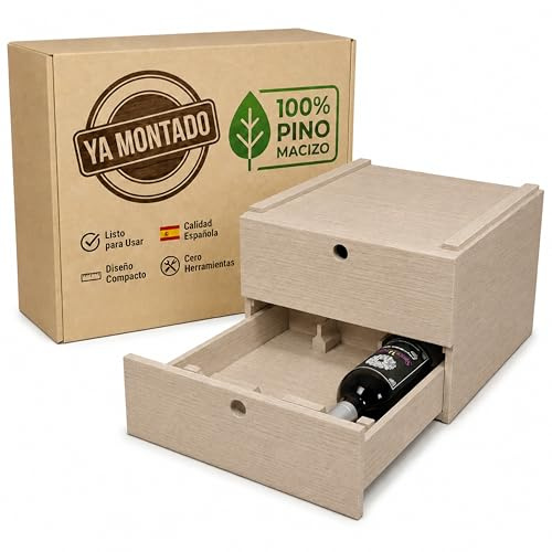 Expovinalia 246000 - Botellero Caja para 6 Botellas, Madera, Color Roble Claro