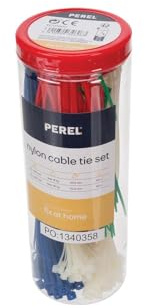 Perel Set Nylon Kabelbinder, verschiedene Farben, UV-beständig, 300 Stück