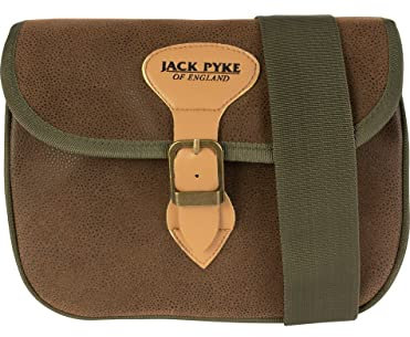 JACK PYKE Speed Loader Cartridge Bag Duotex – Durable Shooting Bag with Leather Fastenings, Adjustable Strap, Holds 70+ Cartridges for Clay Shooting & Game - Brown