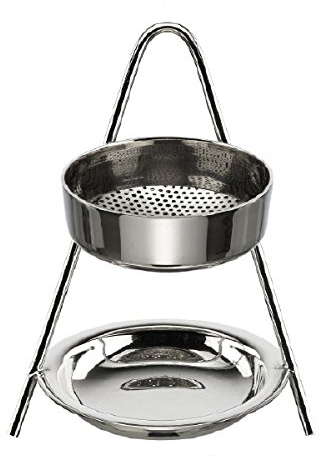 Räucherstövchen Messing vernickelt Silber Höhe 10 cm mit 2. Sieb und Teelicht