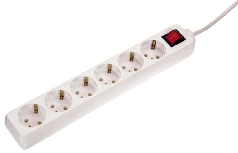 as - Schwabe 6-Fach Steckdosenleiste weiß mit Schalter 230 V / 16 A – Mehrfachstecker mit 1,4 m Leitung & Berührungsschutz – Steckdosen 45° gedreht – Mehrfachsteckdose Indoor – IP20, 11511