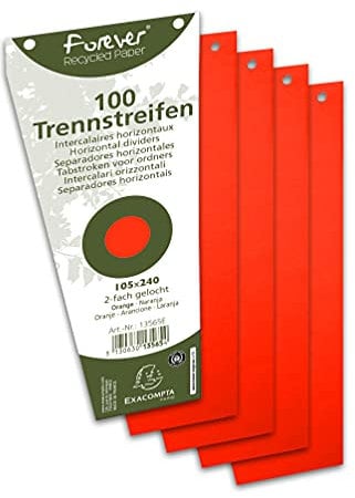 Exacompta 13565B 100er Pack Karton-Trennstreifen. Trapezform orange. Für eine übersichtliche Anblage Ihrer Dokumente. Trennlaschen Trennblätter Ordner Register Blauer Engel