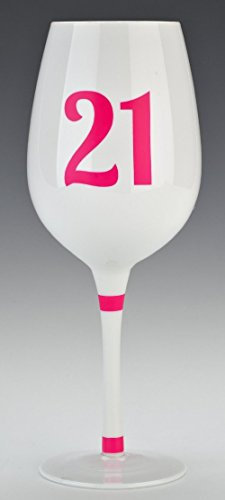 Boxer Gifts Opaque 21 th Verres à vin Blanc avec Funky Rose Graphique