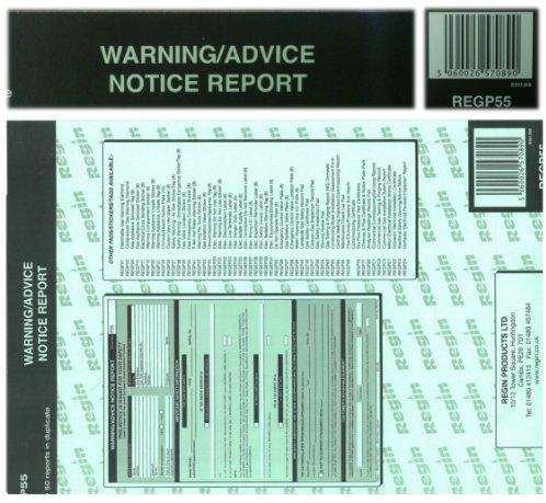 Regin Landlord & Home Owner Gas Appliance Warning Advice Notice Pad REGP55