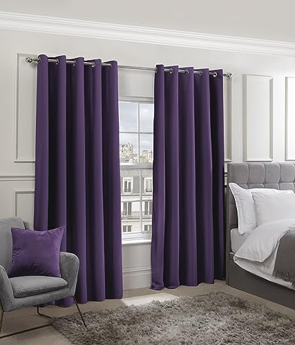 Emma Barclay Cali Eyelet - Woven Thermal Blackout Eyelet Curtains in Amethyst - Width 46 x Drop 72 (116 x 183cm)
