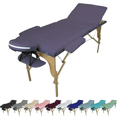 Vivezen - Table de Massage Pliante 3 Zones en Bois avec Panneau Reiki + Accessoires et Housse de Transport - Plusieurs Coloris