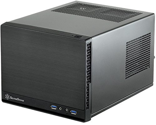 SilverStone SST-SG13B-Q - Sugo Boîtier PC cube compact Mini-ITX, Panneau frontal en plastique avec un fini en faux aluminium, noir