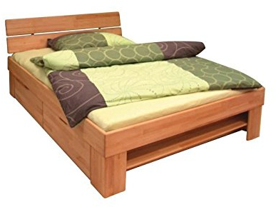 CARRYHOME Bett, Braun, 185x95x215 cm, Holz