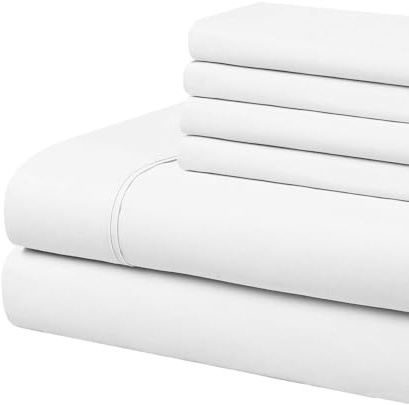 Cathay Home Cal King Sheet Set, 6 Piece 90GSM Bed Sheet, White