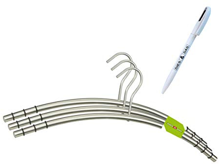 1-200 STK. (12) Menge frei wählbar Designer Kleiderbügel aus Edelstahl + DIES&DAS Kugelschreiber im Wert von 2,90 € rostfrei matt gebürstet rutschfest mit 6 STK. antirutsch Silikon- Gummiringen
