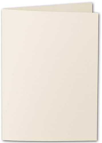 ARTOZ 25x DIN A5 Faltkarten - Chamois (Creme) gerippt 148 x 210 mm Klappkarten hochdoppelt - Blanko Doppelkarte mit 220 g/m² edle Egoutteur-Rippung