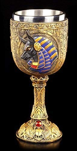 Kelch mit Ägyptischem Gott Anubis - Fantasy Deko Figur