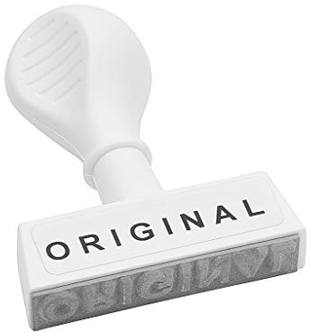 WEDO 19329 Lagertext Stempel ORIGINAL, Kunststoff, Abdruckbreite ca. 45 mm, Schrifthöhe 5,5 mm, ergonomischer Griff, weiß