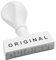 WEDO 19329 Lagertext Stempel ORIGINAL, Kunststoff, Abdruckbreite ca. 45 mm, Schrifthöhe 5,5 mm, ergonomischer Griff, weiß