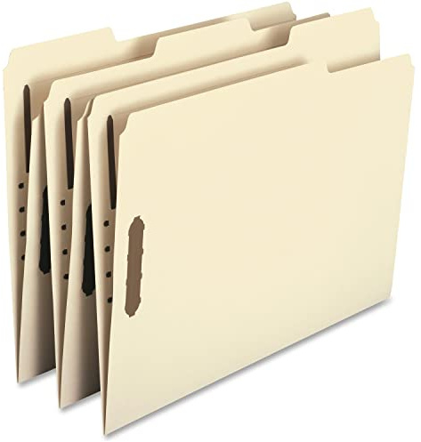 Smead Heavy-Duty Fastener File Folder, 2 Fasteners, 1/3-Cut Tab, Letter Size, Manila, 50 per Box (14600)