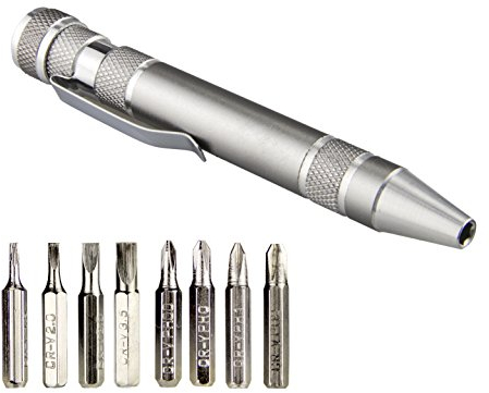 SWATOM 8 in 1 Mini Screwdriver Set Small Screwdrivers Pen Magnetic Repair Tools EDC Compact Precision Gadgets for Computer Eyeglasses Daily Home Improvement Use (Grey)