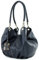 modamoda de 228 Damen Leder Schultertasche Hobo bag handmade in Italy, Farbe:Dunkelblau