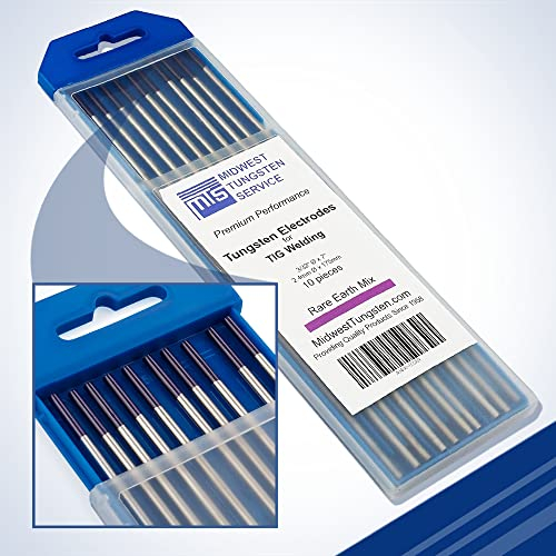 Midwest Tungsten Service TIG Lot de 10 électrodes de soudage en tungstène (violet, mélange de terres rares (EWG), 3/32 )