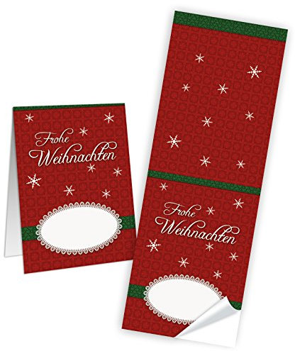 Logbuch-Verlag 100 rote Weihnachten Aufkleber 5 x 14,8 cm Sticker Banderole selbstklebend Namensaufkleber Weihnachtsaufkleber Geschenke