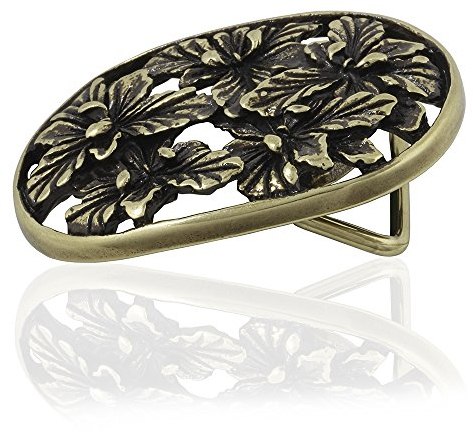FREDERIC HERMANO Gürtelschnalle Buckle 35mm Metall Messing Geschwärzt - Buckle Flori - Dornschliesse Für Gürtel Mit 3,5cm Breite - Messingfarben Geschwärzt