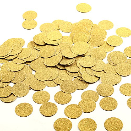 MOWO Glitter Confetti Circles Wedding Party Decor and Table Decor, 1.2’’ in Diameter (glitter gold,200pc)