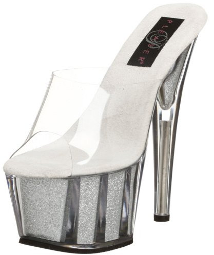 Pleaser ADORE-701G, Damen Plateau Sandalen, Silber (Silber (Clr/Slv Gltr)), 36 EU (3 Damen UK)