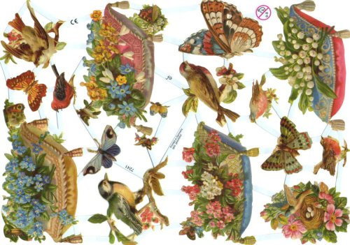 Glanzbilder EF 7241 Vögel Blumen