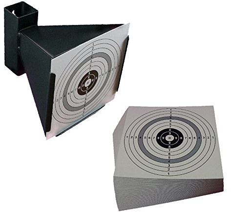 shoot-club Kugelfang/Trichterkugelfang für Druckluftwaffen und 100 Zielscheiben im Format 14x14 cm
