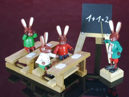 Hasenschule Klein 5 cm Osterhasen Osterdeko Erzgebirge NEU