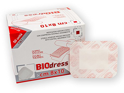 BIODRESS Grandi cerotti formato Maxi medicazioni adesive sterili in TNT (50 CEROTTI cm 8x10)