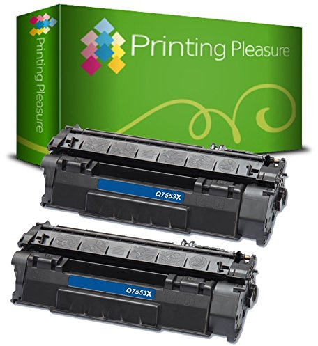 Printing Pleasure 2 Toner kompatibel zu Q7553X 53X für HP Laserjet P2015 P2015D P2015DN P2015N P2015X P2010 P2012 P2013 P2014 P2014DN P2014N P2014X M2727 M2727NF M2727NFS MFP - Schwarz, hohe Kapazität