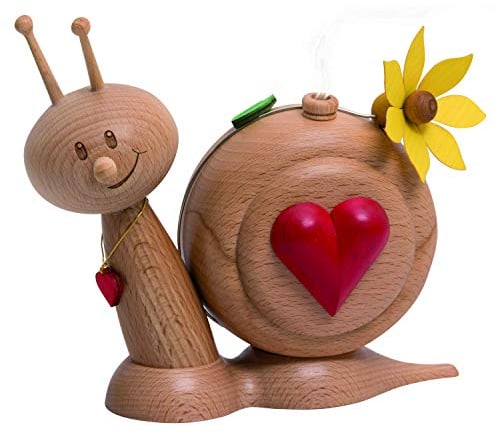 Kuhnert Drechslerei Rauchschnecke/Räucherfigur aus Holz - Sunny Herzschnecke - Höhe: ca. 15cm - Made in Germany