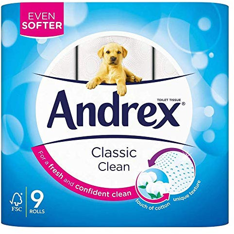 Andrex White Toilet Tissue 9 Roll Pack